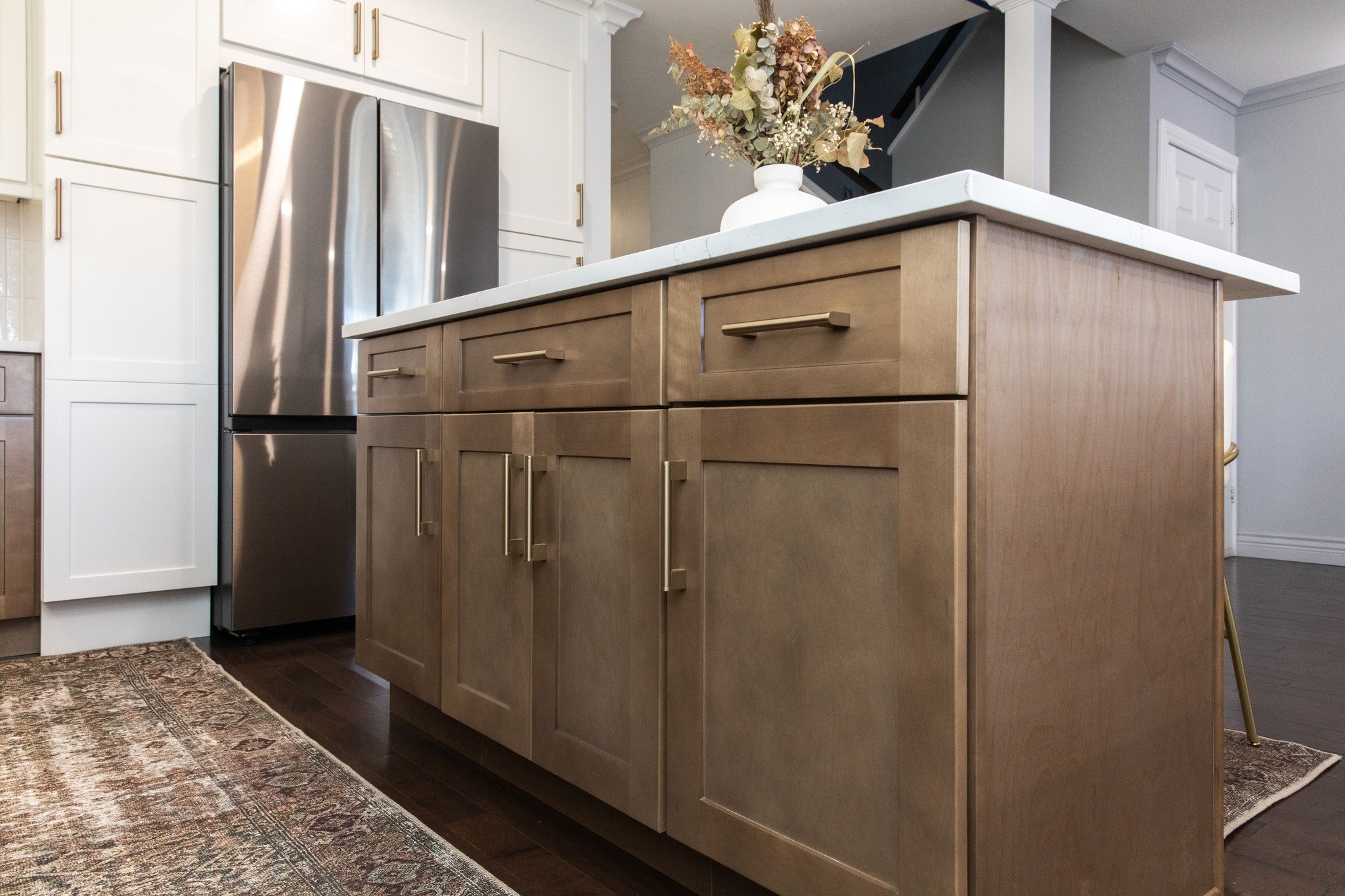 802 Cabinetry stained wood kitchen island detail