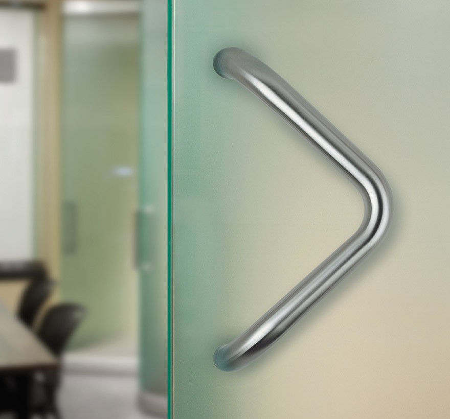 Häfele stainless steel door handle on glass door