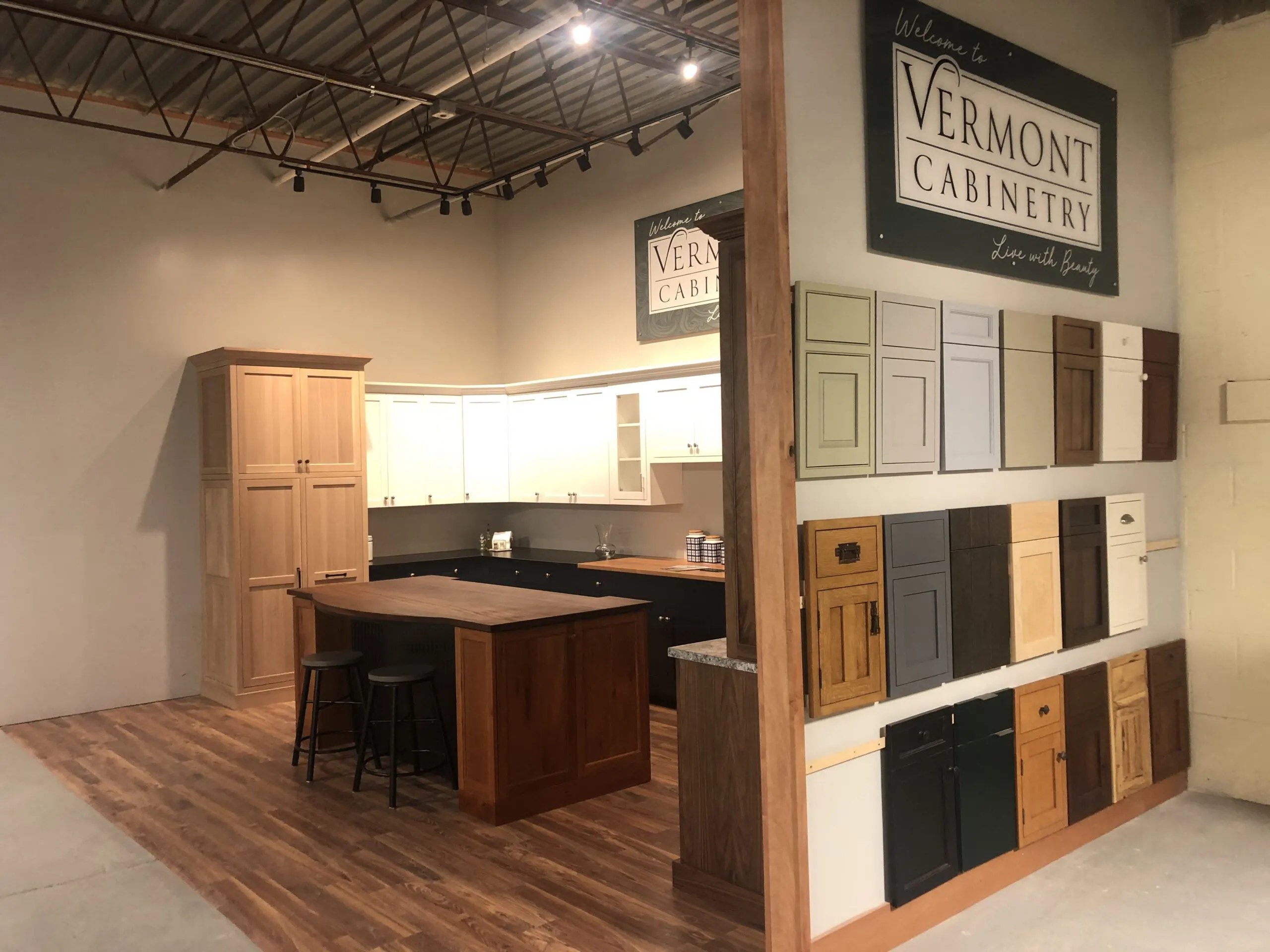 Vermont Cabinetry showroom with door and finish samples